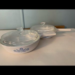 Corning Ware Blue Corn Flower Skillet Lot of 2 P-83-B 6.5” Vintage